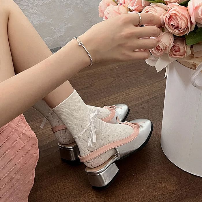 Comfort Bow Square Toe Sandals - Shoes