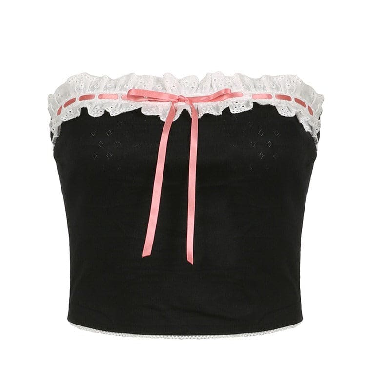 Coquette Bow Ribbon Tube Top - S / Black - Tops