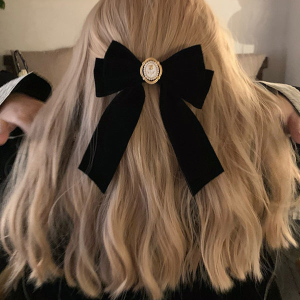 Elegante schwarze Haarschleife aus Samt