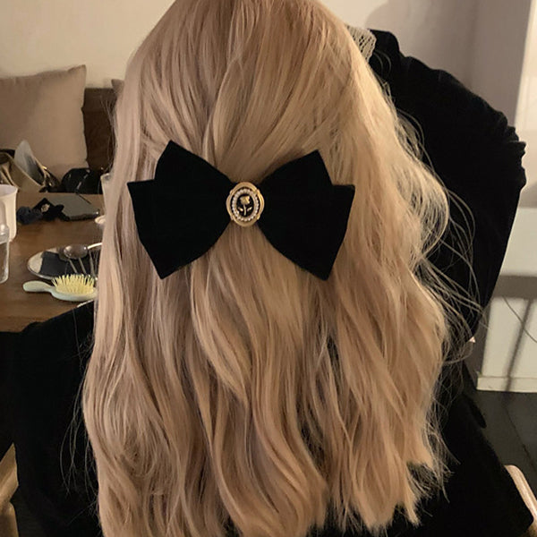 Elegante schwarze Haarschleife aus Samt