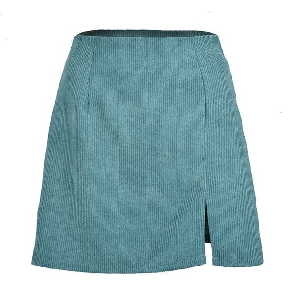 Cord Short Skirt - Skirt