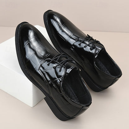 Leather Brown Men's Shoes Crocodile-Pattern Dress