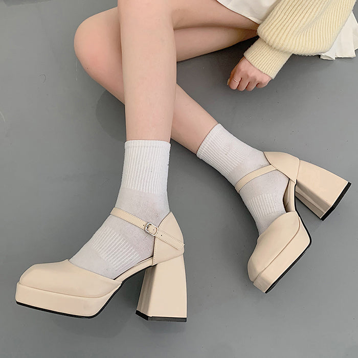 Coffee Cream Platform Heels