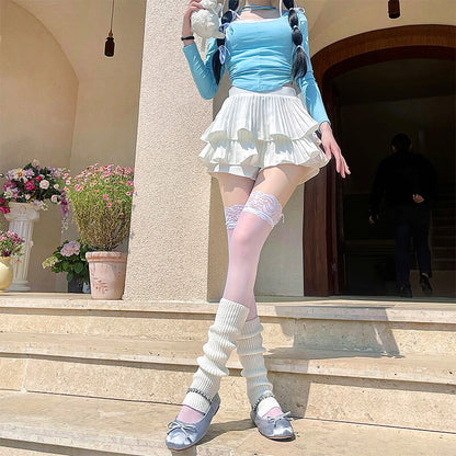 Bas et jambières blancs et roses mignons