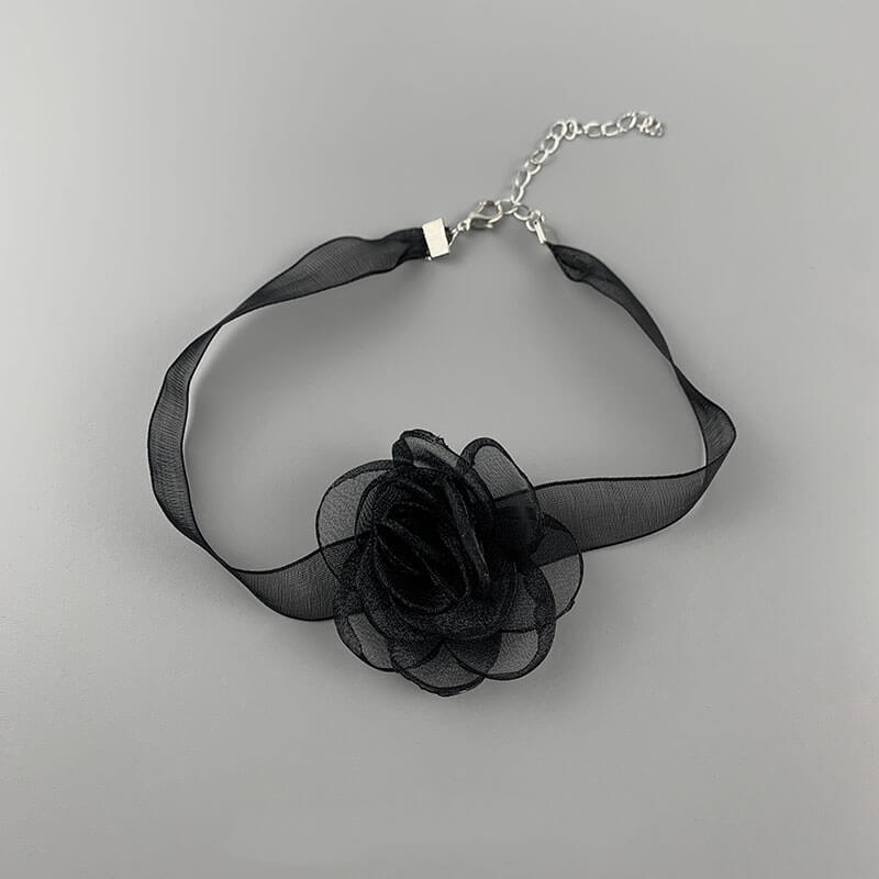 Lace Black Camellia Choker