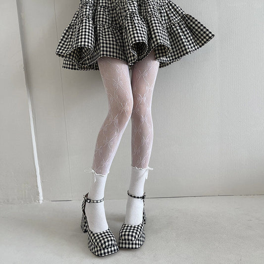 Lolita Flower Lace Bow Tights