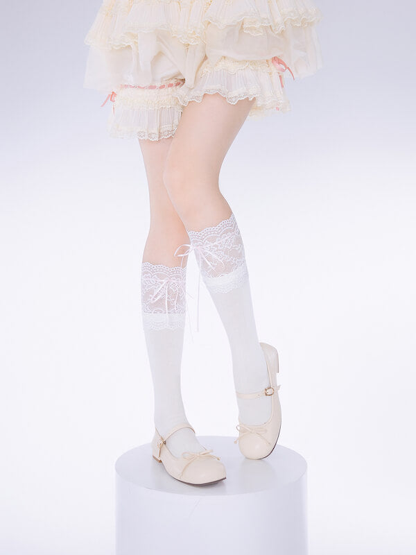 White Patchwork Lace Stockings SpreePicky