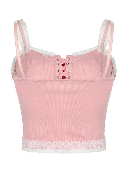 Süßes rosa Spitzen-Unterhemd