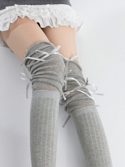Ballet Core Bow Patchwork Stockings