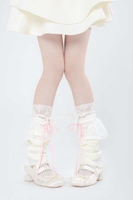 Cute Lace Stripe Bow Stockings