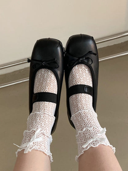 Chaussures plates vintage avec nœud de ballet