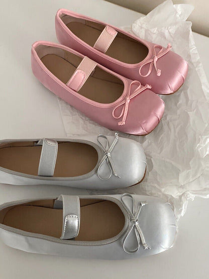Chaussures plates vintage avec nœud de ballet