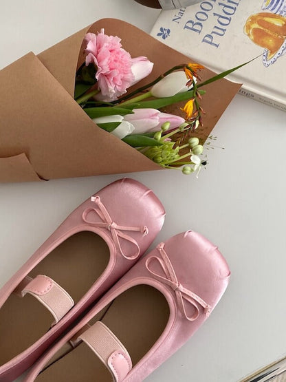 Chaussures plates vintage avec nœud de ballet