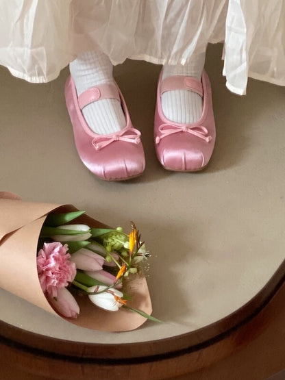 Chaussures plates vintage avec nœud de ballet