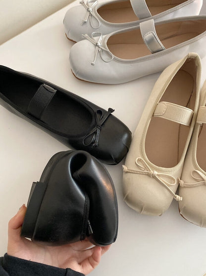 Chaussures plates vintage avec nœud de ballet