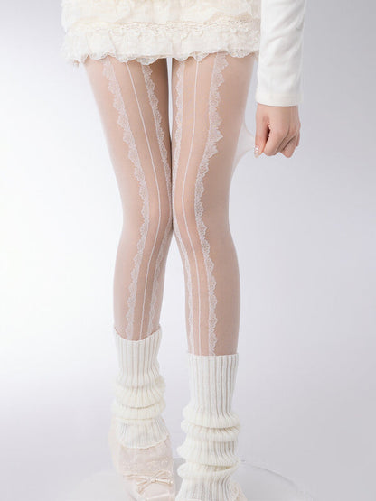 Collants Lolita en dentelle blanche