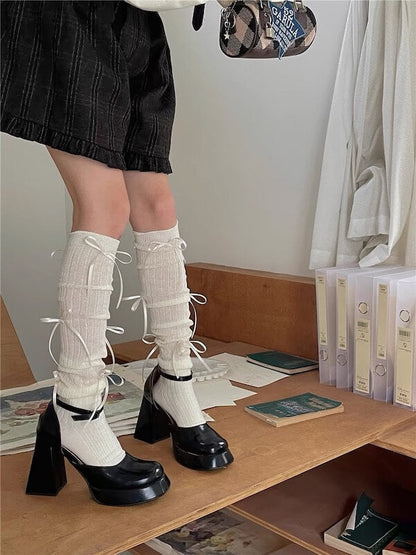 Bas de ballet avec nœud en ruban