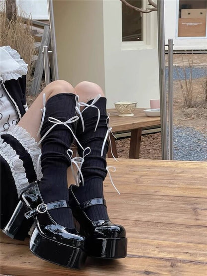 Bas de ballet avec nœud en ruban