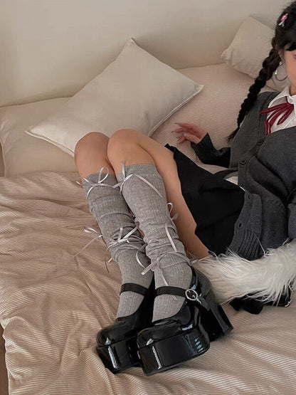 Bas de ballet avec nœud en ruban