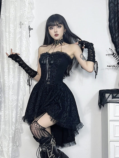 cutiekill-black-bow-lace-doll-tube-dress-ah0703-2