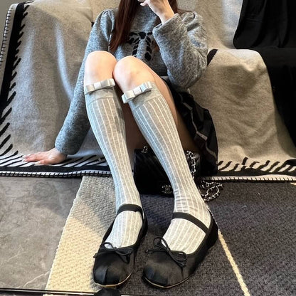 Bas à nœuds de couleur unie