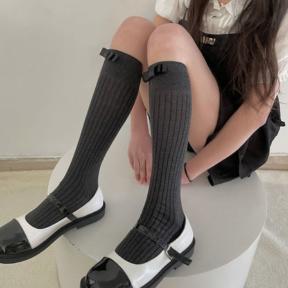 Bas à nœuds de couleur unie