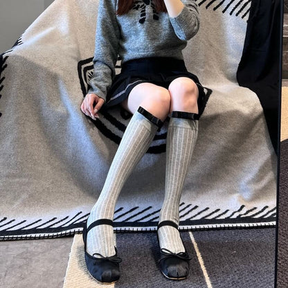 Bas à nœuds de couleur unie