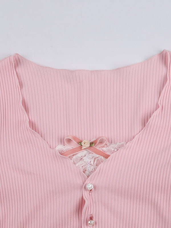 Sweet Pink Bow Crop Top