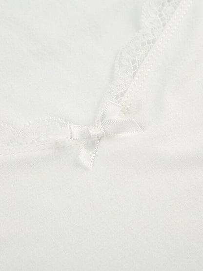 Square-cut Collar Lace Trim Top