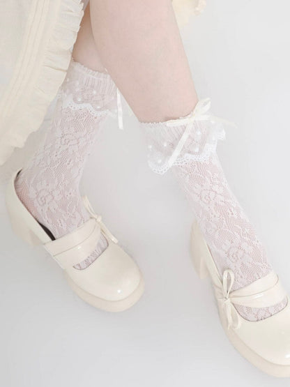 Floral Lace White Socks SpreePicky
