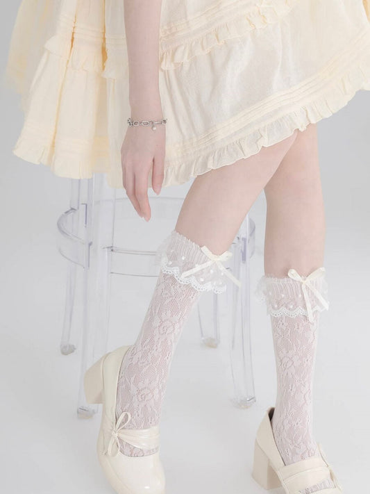 Floral Lace White Socks SpreePicky