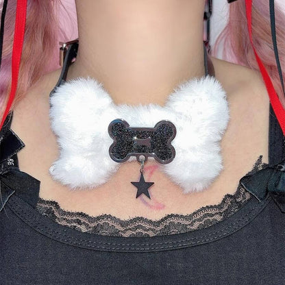 cutiekill-fluffy-dog-bone-y2k-choker-ah0652