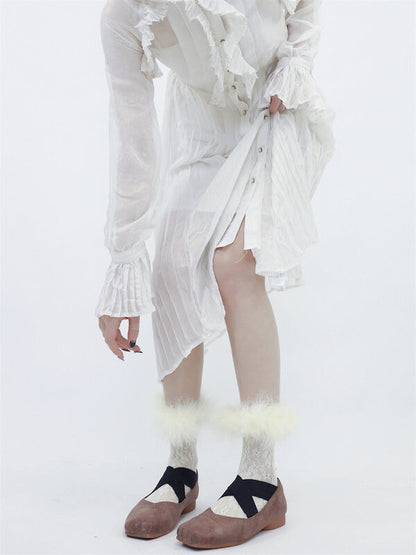 Flauschige Strümpfe mit Blumenmuster