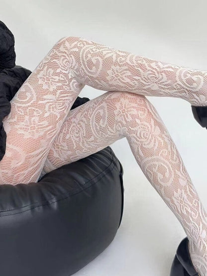 Strumpfhose mit Blumenblütenspitze