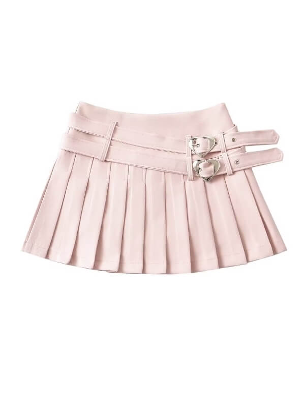 Sweet Double Heart Belts Skirt SpreePicky