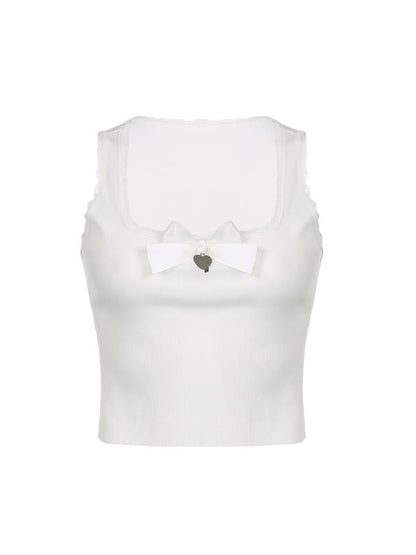 White Heart Bow Lace Top SpreePicky