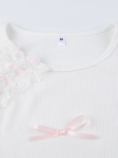 White Ribbon Sleeveless Top