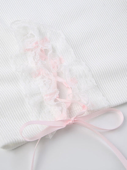 White Ribbon Sleeveless Top