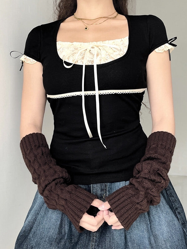 Black Elegant Lace T-shirt