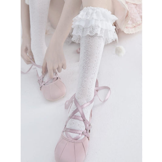 Lolita Layered Plush Ball Stockings