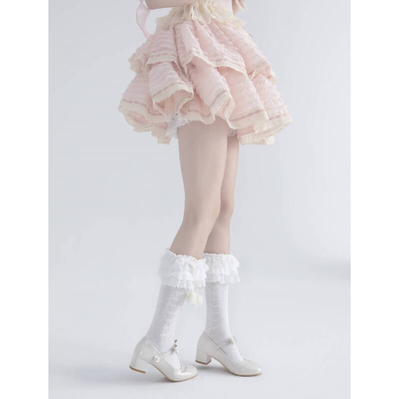 Lolita Layered Plush Ball Stockings