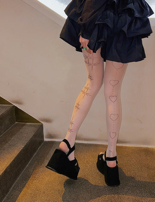 Lolita Tattoo Stars Heart Tights