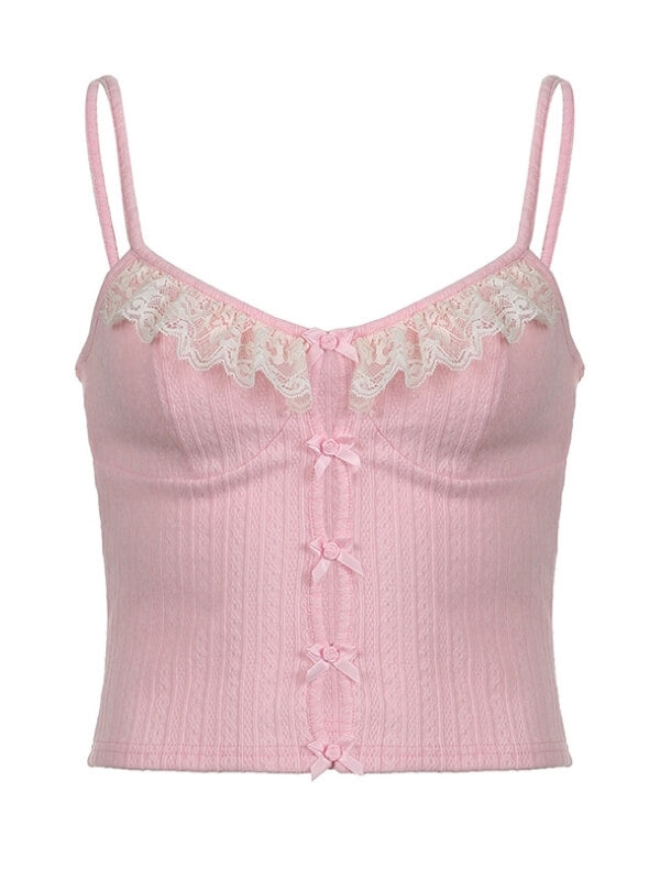 Süßes rosa sexy Camisole mit Schleifen