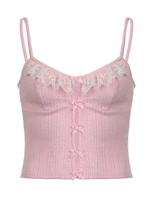 Camisole rose sexy avec nœuds