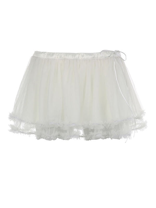 Jupe à plusieurs niveaux en tulle blanc