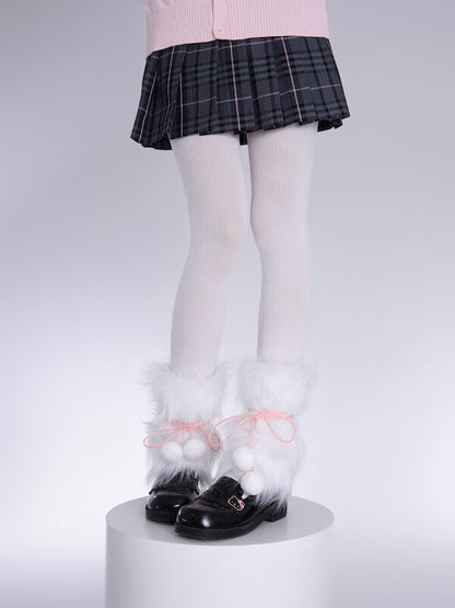 Jambières en fourrure à pompon mignon