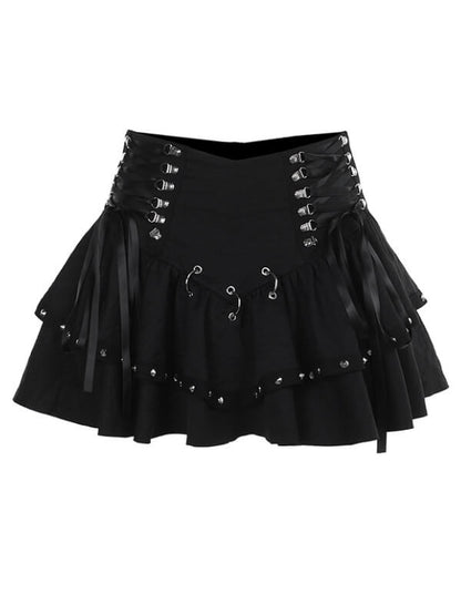 Punk Goth Lace-up Skirt