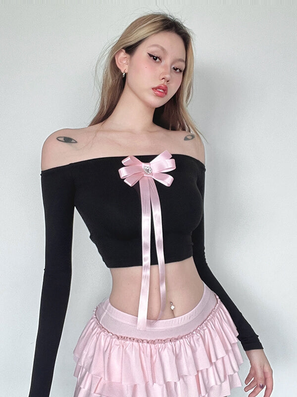 Black Ribbon Heart Top