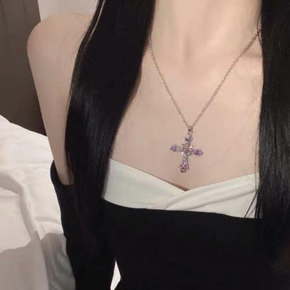 Pink Diamond Cross Necklace