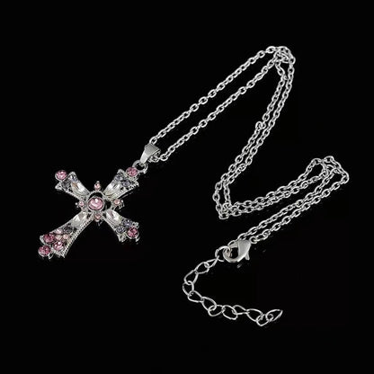 Pink Diamond Cross Necklace